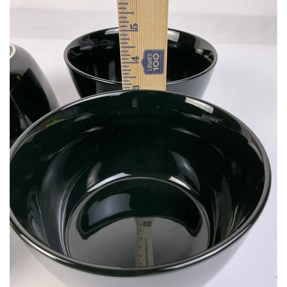 4 Threshold Avesta Stoneware Large Cereal Bowls‎ Black Dishwasher Microwave Safe